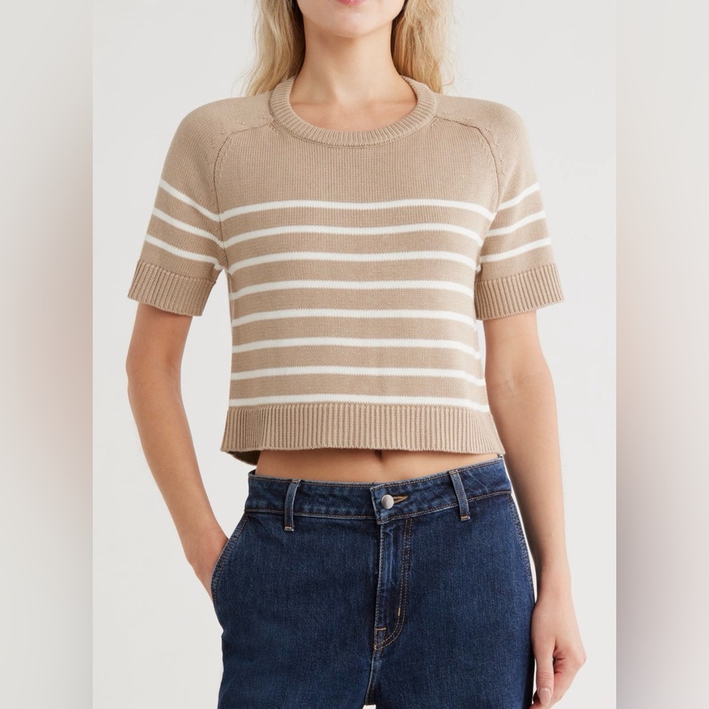 Vigoss Short Sleeve Nautical Stripe Sweater. Size L